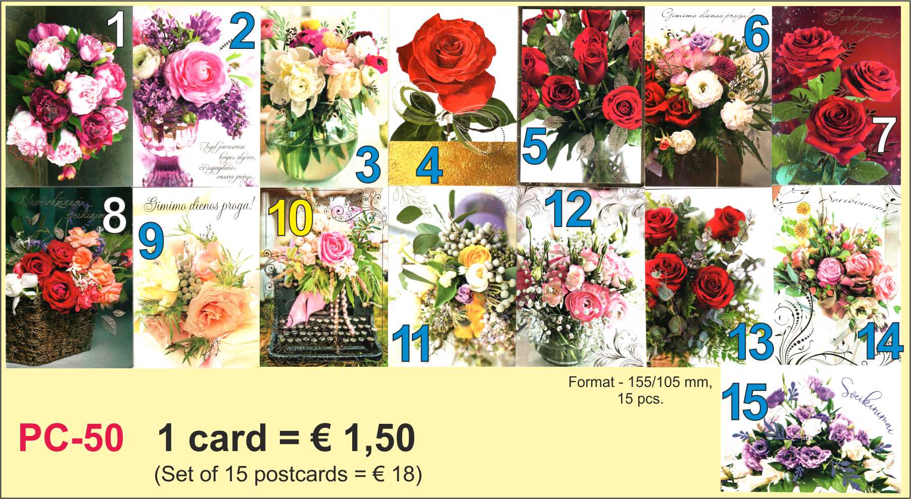 Postcards flowers